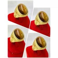 ราคา Thailand แหวนทอง 18K พลอยตาเสือ ด้านข้างพญาครุฑ เป็นอัญมณีแห่งการปกป้อง (1732335727767357519)