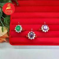 ราคา แหวนทอง แหวนพลอยล้อมเพชร ชุบทอง ทองปลอม สินค้าพร้อมส่ง (1729624466533419924)