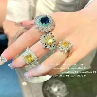 ราคา แหวนพลอยรูปไข่ น้ำเงินน้ำทะเลแบบเวนิส ชุบทอง 18K สไตล์โบราณ เพทายดอกไม้มุกสีเหลือง แหวนเพชร (1731923776555222970)