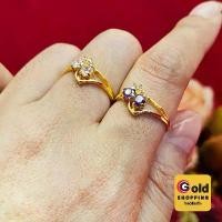 ราคา แหวนทองฝังพลอยฝังเพชร ตัวเรือนสีทอง เสริมบารมี ใส่ออกงานหรือใส่ในชีวิตประจำวัน แหวนพลอย แหวนเพชร ทองชุบ (1731728970686630774)