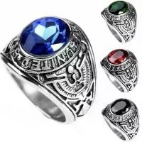 ราคา แหวนโลหะผสม สไตล์วินเทจ ฝังนกอินทรี สีแดง น้ำเงิน และสีดำ แหวนมรกต (1731421219974121220)