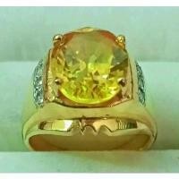ราคา แหวนบุษราคัม ประดับเพชร พลอยสังเคราะห์ (1729592090359860106)
