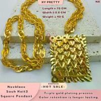 ราคา สร้อยคอจี้สี่เหลี่ยม Sauh ตะขอ วัสดุ COP916 ยาว 70 ซม. กว้าง 0.6 ซม. น้ำหนัก 49G จี้ 3.4 ซม. ชุบทองแท้ ทนทาน แพ้ง่าย ทำจากไททาเนียม XYPRETTY (1731862195325863467)