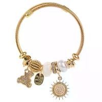 ราคา สร้อยข้อมือลูกปัดสแตนเลส, การออกแบบโดรา DIY, จี้เพชร ฝังดวงอาทิตย์หมีแฟชั่น, สร้อยข้อมือปรับได้, [COD] ทอง ปลอม จีน เลส ข้อมือ สร้อย ข้อมือ โซ่ (1731574750136992929)