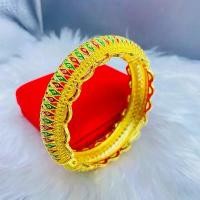 ราคา กำไลทอง กำไลสีทองลงยา แดง-เขียว เครื่องประดับชุดไทย งานชุบทองอย่างดี ขายดี (1731925494803498951)