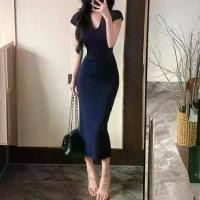 ราคา เดรสทรงสลิมฟิต สไตล์เรียบหรู สำหรับผู้หญิง เดรสรัดรูปสีน้ำเงินฤดูร้อน สไตล์ผู้ใหญ่ เดรสยาวระดับไฮเอนด์ ชุด ลิซ่า ล่าสุด (1731603491451275011)