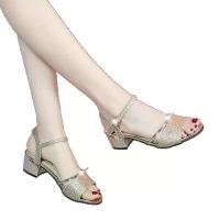 ราคา รองเท้าส้นสูงปากปลา สไตล์ใหม่สำหรับฤดูร้อนปี 2025 รองเท้าแตะเปิดนิ้วเท้าส้นกลาง สำหรับผู้หญิง มีส้นสูงและส้นเตี้ย เหมาะสำหรับคุณแม่ รองเท้าแตะ ปิด หน้า เท้า ဒ ေ ါ က ် ဖ (1731893679192180242)