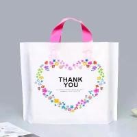 ราคา ถุงพลาสติกใสมีลาย ถุงแฟชั่น ถุงหูเทปเนื้อพลาสติกถุงพลาสติก ถุงของขวัญ ถุงหูหิ้ว ลาย Thank you(แพ็คละ50ใบ) ถุงของขวัญ gift bag (1731223249294296231)