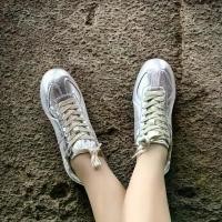 ราคา Anna Silver ร้องเท้าผ้าใบหนังแท้ รุ่น Anna สีเงิน (1732269978288360281)