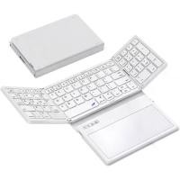ราคา คีย์บอร์ดบลูทูธ พับได้ แบบพกพา ขนาดเต็ม พร้อมทัชแพด ทำจากหนัง PU คีย์บอร์ดเดินทางไร้สาย สำหรับ Windows, iOS, Android และ Mac สีขาว (1732037513664432583)