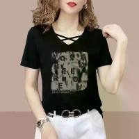 ราคา เสื้อยืด คอวี แขนสั้น เรียบหรู แฟชั่นสตรี ทรงสลิมฟิต เสื้อยืดกระชับสัดส่วน อินเทรนด์ ฤดูร้อน 2566 มาใหม่ เสื้อ แบรนด์ chanel ของ แท้ always wonder shirt (1731646871641360212)