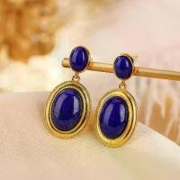 ราคา ต่างหู Lapis Lazuli Cabochon, ธรรมชาติ, S925 เงินสเตอร์ลิง, ชุบทอง, ฝังไพลินสีน้ำเงิน, ต่างหูวงรี, สำหรับผู้หญิง, กระดุมวินเทจ chanel earrings (1731518718289282895)