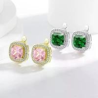 ราคา ต่างหูพลอยสี่เหลี่ยม หรูหราระดับไฮเอนด์ ฝังเพทาย สำหรับผู้หญิง เครื่องประดับ chanel cc stud earrings (1731722373308712138)