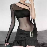 ราคา พร้อมส่งจากไทย เดรสสีดำ Sexy ซีทรู สายฝอ A20 (1731628164815030827)