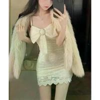 ราคา เสื้อ sexy สายเดี่ยว เดรสลูกไม้ แต่งห่วงกลมเพชรล้อมผ้าลูกไม้เกรดพรีเมี่ยม ยืด นุ่มมือ มีtextureลลายสวย (1731710322190878079)