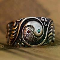 ราคา แหวน Tai Chi Wave สำหรับผู้ชาย สไตล์เรโทร อินเทรนด์ ไม่ซ้ำใคร ฝังปลาหยินหยาง แหวนเปิดปรับได้ สไตล์ชาติพันธุ์ (1732035343293647001)