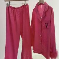 ราคา ชุดนอนผ้าไหมน้ำแข็ง ปักลาย สไตล์ Victoria ขนนกระดับไฮเอนด์ ทรงหลวม สำหรับผู้หญิง ผ้าไหมเทียม เหมาะสำหรับฤดูใบไม้ผลิและฤดูใบไม้ร่วง ชุดเลานจ์ ชุด นอน ผ้า บาติก (1732027983082916863)