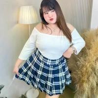 ราคา กระโปรงกางเกงรอบตัวจีบ เทนนิส เนื้อผ้าทอลายสก็อตเอว34-42นิ้ว (1731649804734989927)