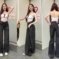 ราคา กางเกงยีนส์ขายาวทรงกระบอกกลาง สีดำฟอก ป้ายvintage (1731615990359884994)