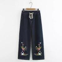 ราคา 【SALE】Plus Size XL-4XL Womens Jeans Vintage Floral Embroidery Denim Long Trousers Denim Pants (1731963735702341436)