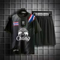 ราคา ชุดวอร์มผู้ชาย กางเกงขายาวสีดำพิมพ์ลาย พร้อมธงโลโก้ช้าง Man Clothing vintage tees (1731816600620534215)