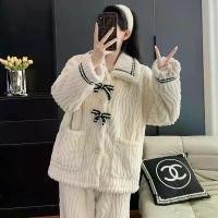 ราคา ชุดนอนใหม่สำหรับผู้หญิงในฤดูใบไม้ร่วงและฤดูหนาวผ้าสักหลาดกำมะหยี่หนาสไตล์นางฟ้าสวมใส่ชุดกำมะหยี่ปะก เสื้อผ้า clothing women sleepwear กางเกง ชุดนอนผู้หญิง ชุดนอนสาวอวบไซส์ใหญ่ (1731603698098145588)