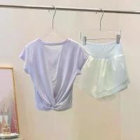 ราคา เสื้อยืดกีฬา สำหรับผู้หญิง แห้งไว ดีไซน์หลังสวย แขนสั้น เสื้อโยคะ ตาข่ายระบายอากาศ ชุดคลุมวิ่งตอนเช้า ชุดออกกำลังกาย (1732259346634869749)