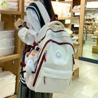 ราคา กระเป๋านักเรียน มีซิป กระเป๋าสะพายหลัง พร้อมช่องใส่ของด้านข้าง เป้สะพายหลัง ผ้าไนล่อน เหมาะสำหรับผู้ชายเเละผู้หญิง (1730231126020884556)