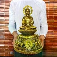 ราคา พระพุทธรูปปางสมาธิ ศิลปะคันธราช หน้าตัก5นิ้ว ด้านหลังธรรมจักร งานเรซิ่นสีทองโบราณฃ ของสะสม (1731951934350526100)