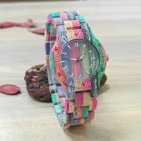 ราคา นาฬิกาควอทซ์สายไม้ไผ่ สีสันสดใส สำหรับผู้หญิง แฟชั่น เลขโรมัน หน้าปัดเล็ก นาฬิกาข้อมือผู้หญิง นาฬิกาไม้ ของขวัญ (1731943893577401818)