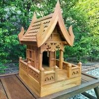 ราคา จัดส่งในกรุงเทพฯ ศาลไม้ ศาลพระภูมิ ศาลเจ้าที่ พระภูมิ สูง46cm บ้านทรงไทยไม้สัก ศาลตายาย เรือนไทย ศาลพระภูมิไม้ (1731537247620597206)