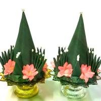 ราคา จัดส่งในกรุงเทพฯ พานบายศรีผ้าขนาดเล็ก บายศรีถวายพระ ประดับหิ้งพระ หรือโต๊ะหมู่บูชาที่บ้าน พานบายศรีศาลเจ้าที่ ศาลพระภูมิ พระพรหม ศิริมงคลจำนวน 1คู่ (1731554071110518545)