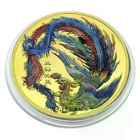 ราคา เหรียญที่ระลึก มังกรและฟีนิกซ์จีนโบราณ 2024 ภาพวาดสีนำโทเค็นที่เป็นมงคล เหรียญลายนูนสองด้าน (1731530511305311452)
