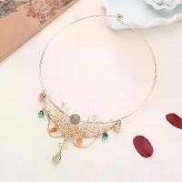 ราคา สร้อยคอสไตล์โบราณ, เครื่องประดับ Hanfu สาว, แหวนคอเครื่องแต่งกายโบราณ, สร้อยคอ Cloisonné, เครื่องประดับ, เครื่องประดับสีฟ้าการอบ สร้อย ตะกรุด (1732047968550226646)