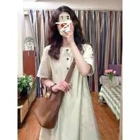 ราคา เดรสเชิ้ตผ้าลินิน ผ้าฝ้าย สีเบจ เรียบหรู สำหรับผู้หญิง ฤดูร้อน 2025 มาใหม่ สไตล์ญี่ปุ่น สีทึบ ดีไซน์ย้อนยุค ศิลปะ (1731855370667722401)