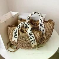 ราคา ผ้าพันคอจดหมายแบบพกพา, กระเป๋าสานฟาง, กระเป๋าทอผู้หญิงครึ่งวงกลมอเนกประสงค์, กระเป๋าสานไม้ไผ่, เหมาะสำหรับวันหยุดริมทะเลของผู้หญิง, ภาพถ่าย, กระเป๋าชายหาด (1730390731659774097)