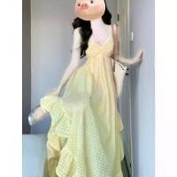 ราคา เดรสสลิปสีเหลือง ดีไซน์ย้อนยุค ไม่สม่ำเสมอ ไม่มีสายหนัง น่ารัก เซ็กซี่ สไตล์บรรยากาศ เหมาะสำหรับชายหาด เสื้อ ผ้า สวยๆ ชา แตงโม อากาเนะ (1731817249979991991)