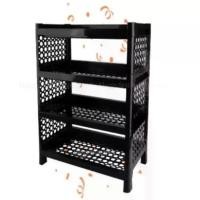 ราคา ชั้นวางของ พลาสติก 4ชั้น สีดำ (ยี่ห้อวัฒนา 24-4B) ชั้นพลาสติก ที่วางของ ชั้นวางของในห้องน้ำ ชั้นวางสีดำ (1732098808727309304)