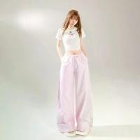 ราคา COD กางเกงผู้หญิง ลายทาง ทรงหลวม เอวรูด ผ้าพริ้ว พรางหุ่น ขายาว ยาวพิเศษ ฤดูร้อน ลำลอง สบายๆ แฟชั่น สีฟ้า ชมพู ทรงสวย ใส่สบาย ระบายอากาศ ไม่ร้อน กางเกง ยีน (1731591149626951350)