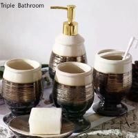 ราคา ชุดเซรามิก 5 ชิ้น สไตล์ยุโรป อุปกรณ์ทำความสะอาดห้องน้ำ เครื่องจ่ายสบู่ ที่ใส่แปรงสีฟัน อุปกรณ์ห้องน้ำในบ้าน อาบน้ำ (1730016330078129044)