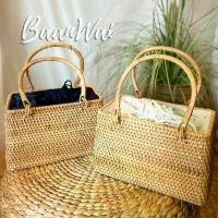 ราคา บ้านหวาย-กระเป๋าหวายงานละเอียด กระเป๋าสานหวายแท้ กระเป๋าถือ บุผ้า ขาย (1732033823435884420)