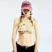 ราคา BLACKDOG BKK - SS2418 -Printed apple crop top เสื้อตาข่ายซีทรูยางยืดด้านหลังพิมพ์ลาย COD (1732064616265975329)