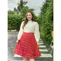 ราคา COD กระโปรงพลีทลายจุดสีแดง CHRISTMAS IS COMING (1731867112900363553)