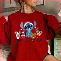 ราคา Jason Disney Stitch Christmas เสื้อสเวตเตอร์สีแดง Xmas tree เสื้อแขนยาว Unisex (1731316188695726098)