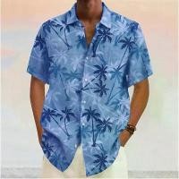 ราคา เสื้อฮาวาย Songkran, เสื้อยืดแขนสั้นผู้ชาย, แฟชั่นฤดูร้อน, พิมพ์ลายต้นมะพร้าวสีน้ำเงิน, เสื้อเชิ้ตลำลอง, กระดุมปิด, เสื้อชายหาด, เหมาะสำหรับผู้ชาย (1730157183169497508)