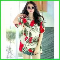ราคา hyperashop ความคงทน 2567 Hawaii floral Songkran Women summer casual blouses new tops เสื้อ clothing ผู้หญิง (1730808838080137303)