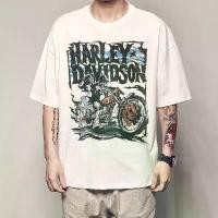 ราคา เสื้อยืดใหม่Harley Men Cotton Davidson Band Bike Old Clothes Skull Skull Bones ขายร้อน (1731160185425660215)