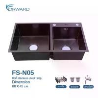 ราคา Forward ซิงค์ล้างจานสแตนเลส อ่างล้างจานสแตนเลส 1หลุมและแบบ 2หลุม เคลือบนาโน สีดำ มีให้เลือก3 ขนาด 68x45cm. 75*45cm. และ 80x45cm. Stainless steel sink, black nano Model รุ่น FS-N01 , HM7545 และ FS-N05 