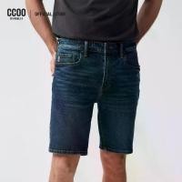 ราคา CC DOUBLE O กางเกงขาสั้นฟอกสีน้ำเงินทรงสลิมแต่งขาดรุ่ย ผู้ชาย DESTROYED MEDIUM BLUE WASH SLIM SHORT JEANS รุ่น C5WAMDJE15 (AW25#A1) (1732011079461340926)