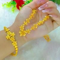 ราคา Gold color flowers shaped necklace with bracelet for female (1731276965586176055)